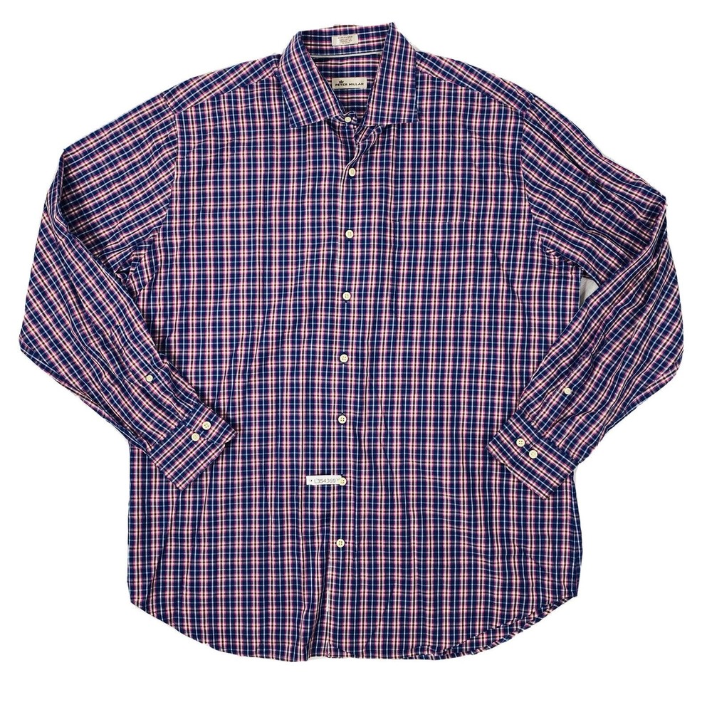 Peter Millar Size XL Plaid Button Up Shirt